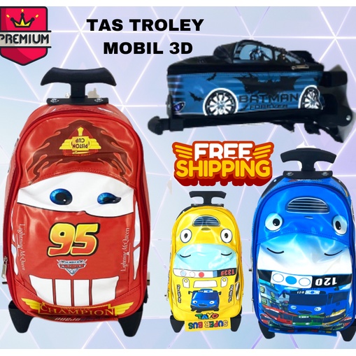 COD &amp; BEST SELLER ~ TAS TROLI + RANSEL Tas Troley Sekolah Anak TK ON THE ROAD tas sekolah tas bus tas mobil karakter tayo among us little pony spiderman batman ironman avenger doraemon minon frozen TAS TROLI OTR