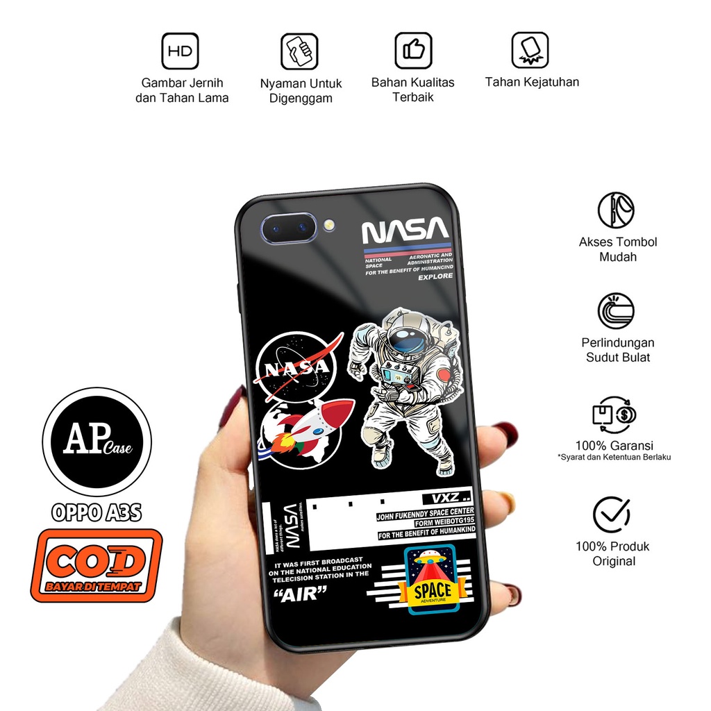 Casing Oppo A3S / REALME C1 Hardcase 2D Glossy Case Motif Nasa Series