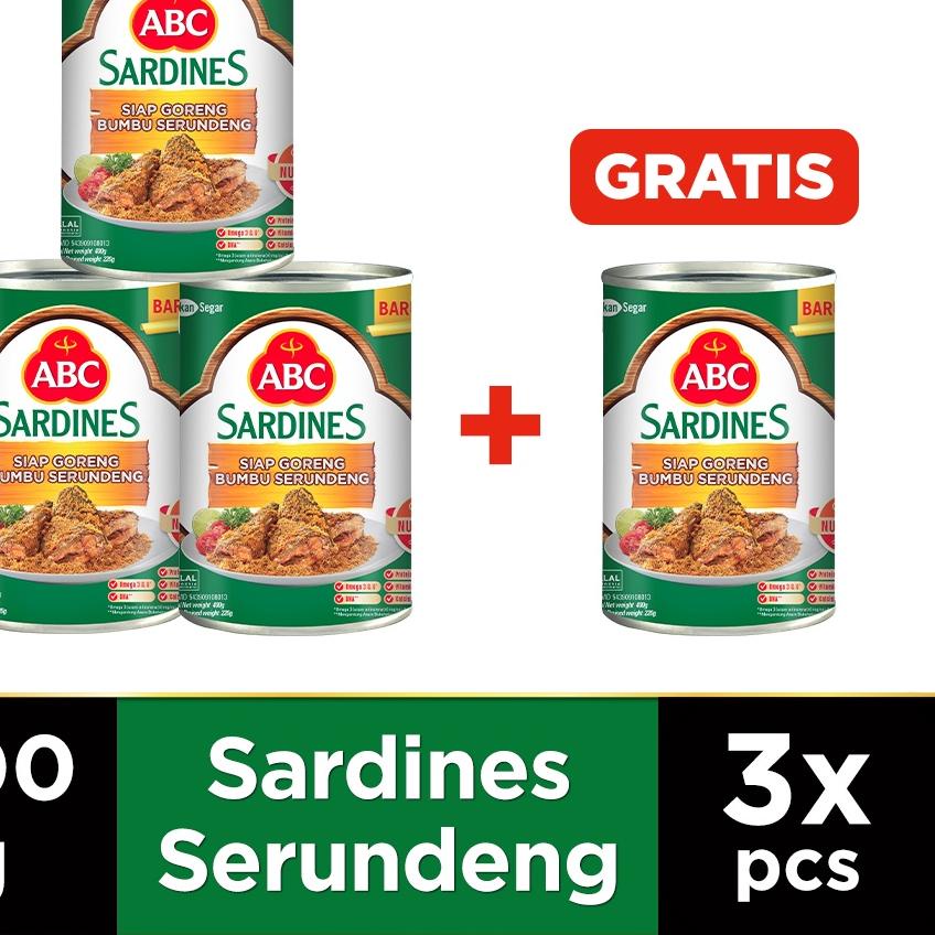 

☎ ABC Sarden Siap Goreng Bumbu Serundeng 400 g - Buy 3 Get 1 Free ☪