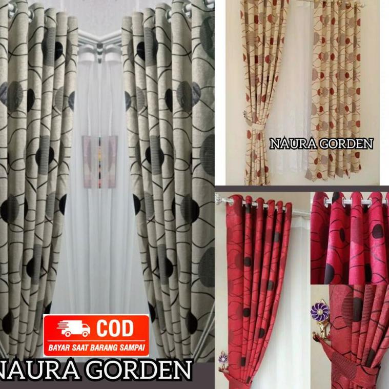 STOK TERBATAS Gorden jendela motif bolak balik Panjang 250cm 3meter gorden blackout Tirai gorden min