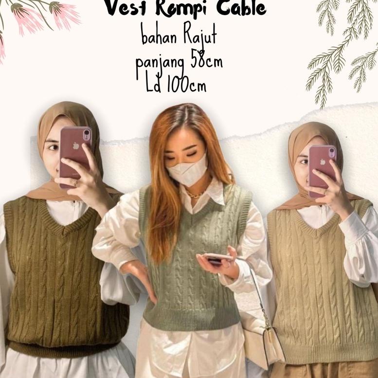 TERBARU VEST CABLE ROMPI RAJUT / ROMPI RAJUT / VEST ROMPI CABLE RAJUT / CABLE VEST / VEST RAJUT