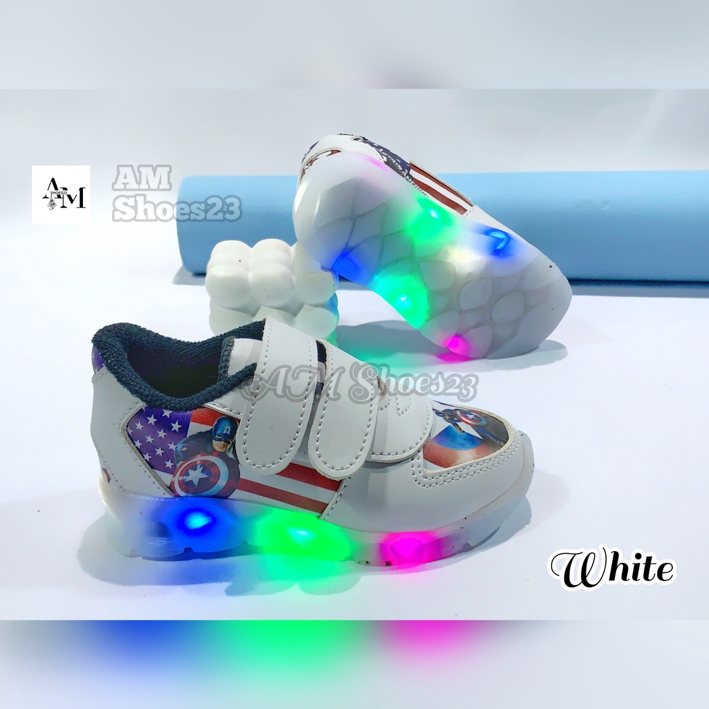 Promo  Sepatu Anak Laki Laki Captain Amerika Led 1 - 6 Tahun Cod