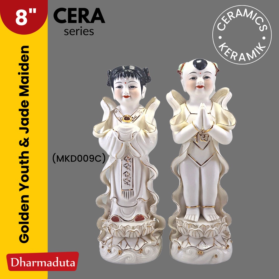 Jin Tong Long Ni Pengawal Guanyin Kwan Im Keramik Patung Rupang Arca