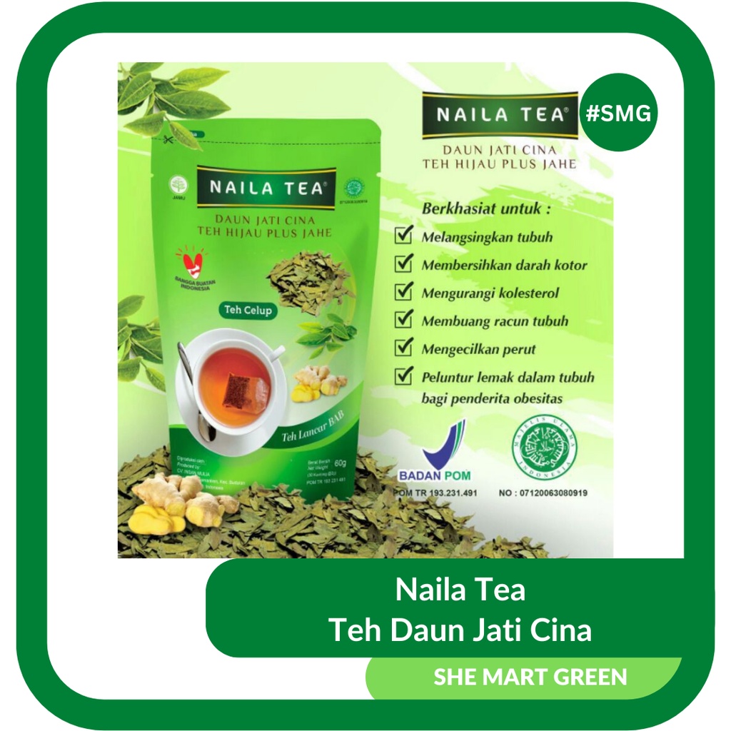 

Naila Tea Teh pelangsing alami daun jati cina dan teh hijau