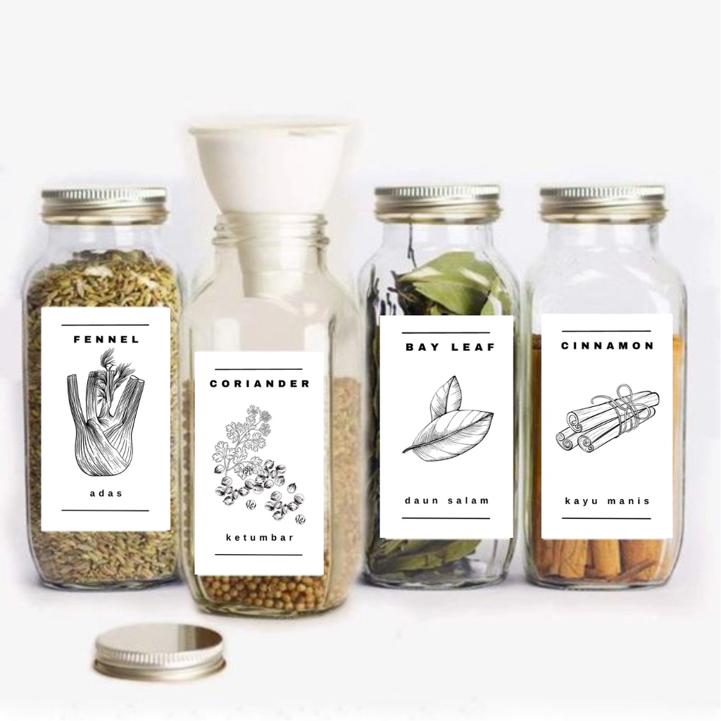 【GOGOMART】F - Wadah Tempat Bumbu 120ml / Spice Jar Aesthetic / Minimalist Pantry Organizer / Botol Sambal Wadah Bumbu - 120ml - BUMBU F