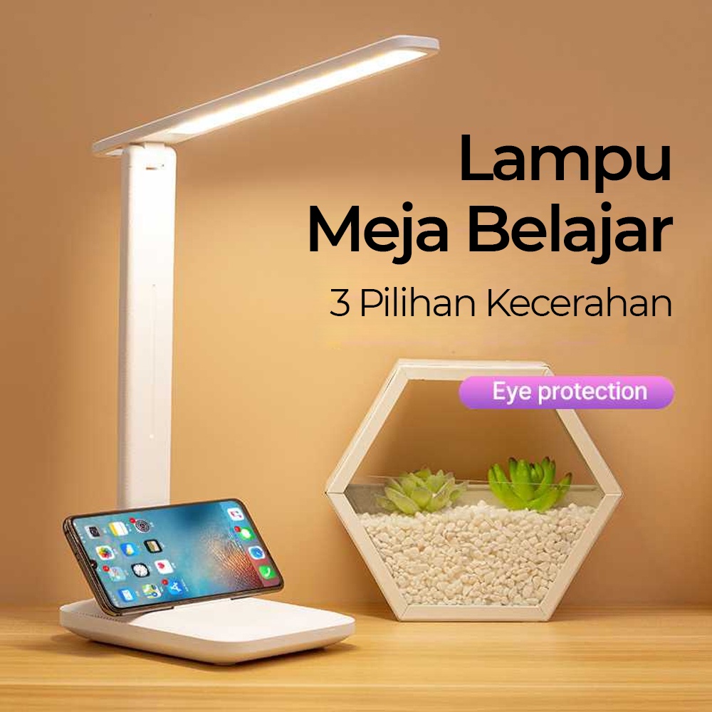 Lampu Meja Belajar LED Eye Protection Plug USB 3 Color 8W - SL3 - White