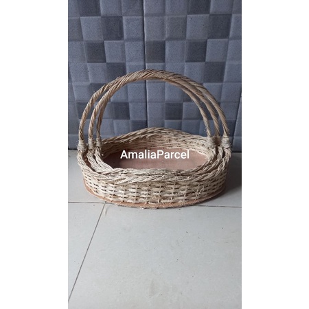 

parcel putihan/parcel ombak/keranjang rotan buah set 3