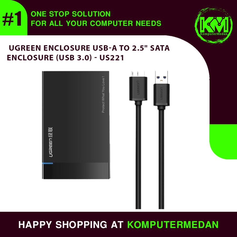 UGREEN Enclosure USB-A to 2.5" SATA Enclosure (USB 3.0) - US221 PN 30848