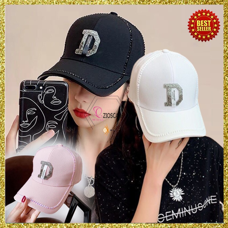 Topi Baseball Pria Wanita Distro Polos Motif D Manik Casual Cap Elegant Sport Kualitas Import BSBE