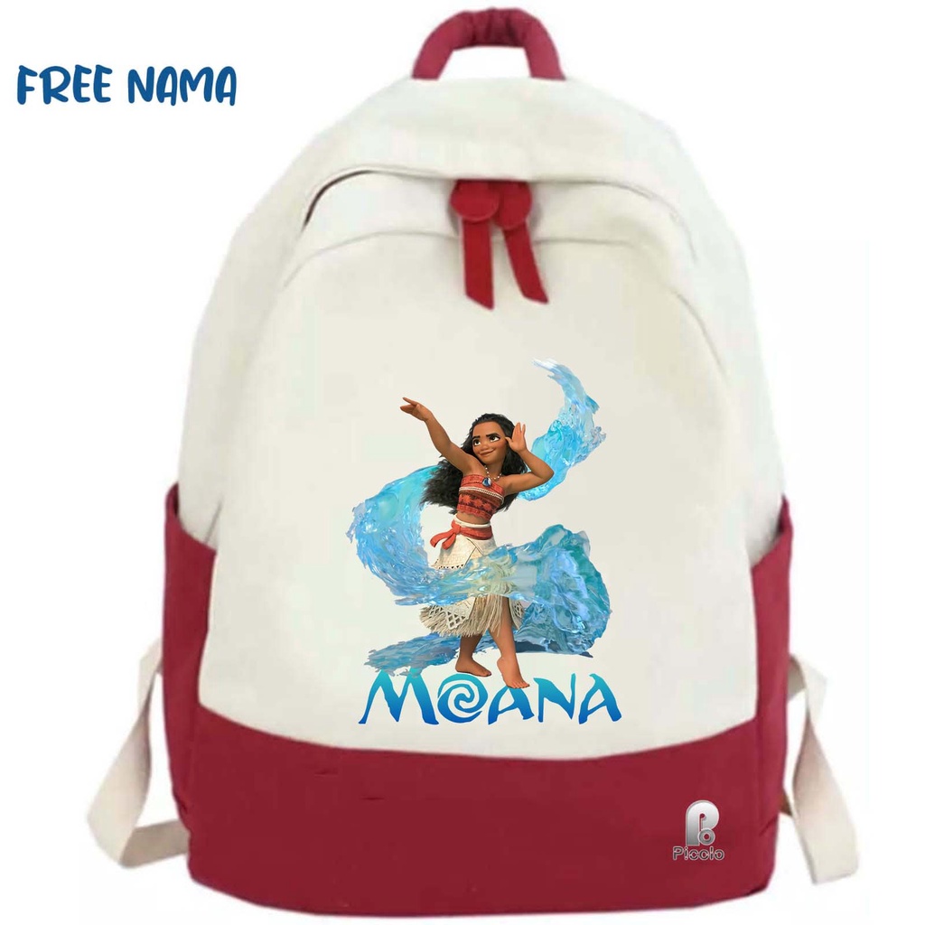 TAS RANSEL BACKPACK ANAK SEKOLAH MOTIF KARAKTER DISNEY MOANA (FREE NAMA)