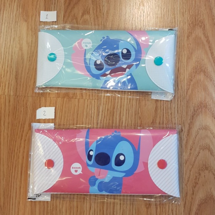 Disney Stitch Pen Case Transparent Blue - tokopie