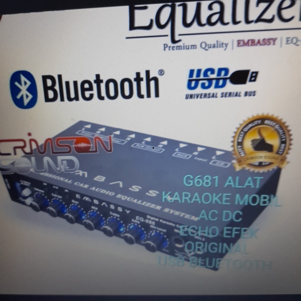G681 ORIGINAL ALAT KARAOKE MOBILCAR AC DC ECHO EFEK EMBASSY USB BLUETOOTH EQ EQUALIZER PREAMP PARAME