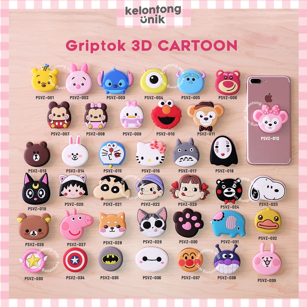 (MURAH) CARTOON - Griptok 3D/ Phone Holder PVC/ Stand HP/ Phone Stand/ Phone Grip