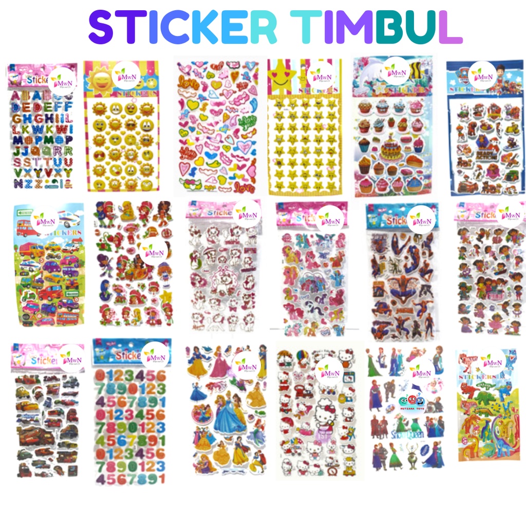 MWN Sticker Timbul Karakter / Stiker timbul Karakter Random