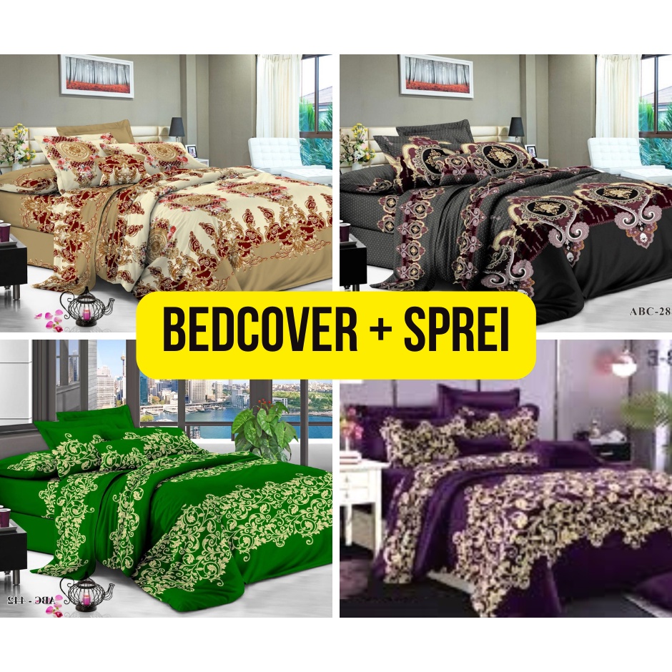 Bedcover + Sprei Set (bantal 2+guling 2) ukuran 180x200