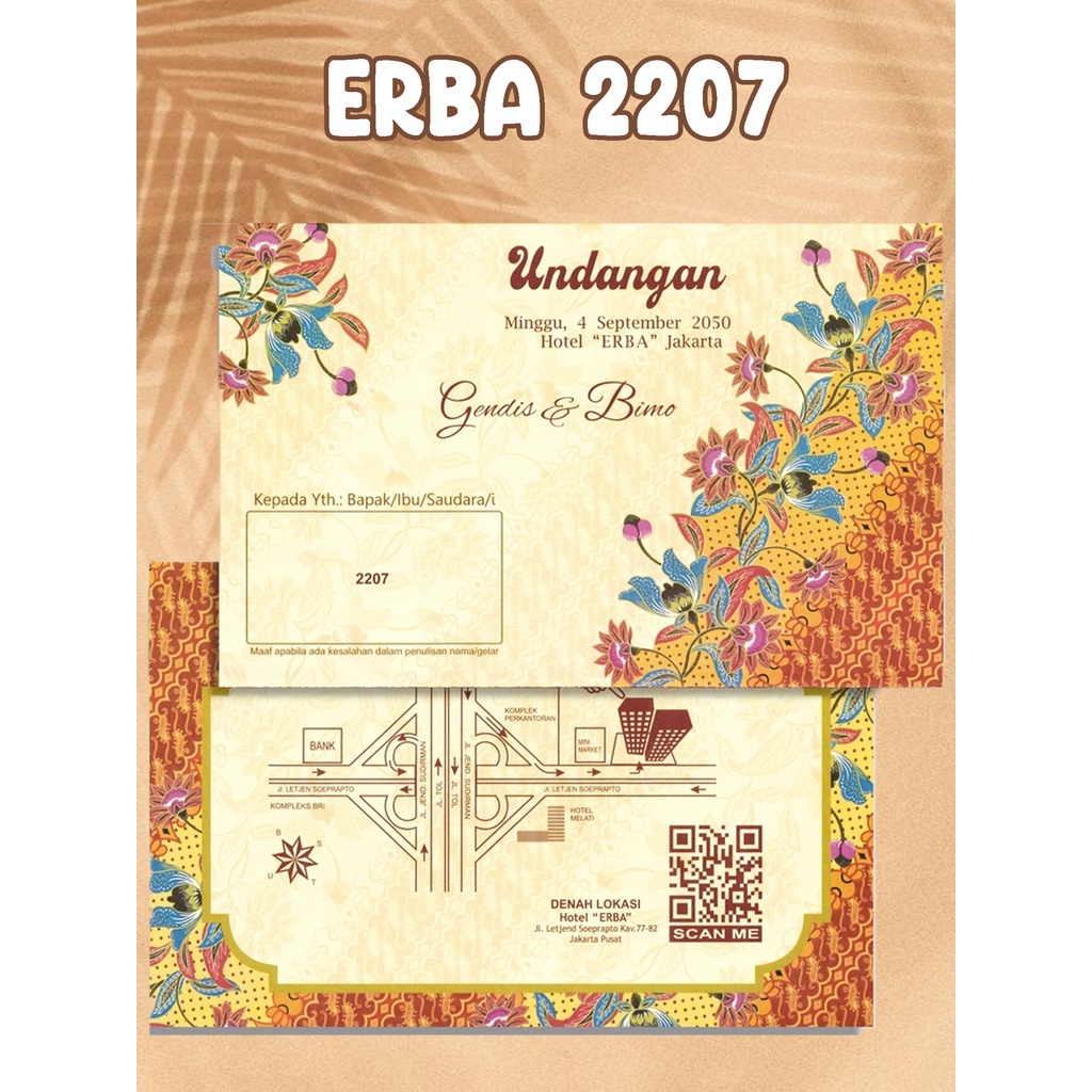 

Blangko Undangan Pernikahan ERA BARU / ERBA 2207 COVER Motif Batik UNDANGAN KOSONGAN / UNDANGAN + CETAK / HARGA MURAH BERKUALITAS