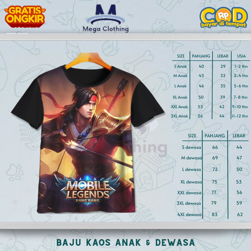 Kaos ML Mobile Legend Marksman Yi-Sun-Shin Anak & Dewasa - Baju Couple Anak & Dewasa ML Mobile Legen