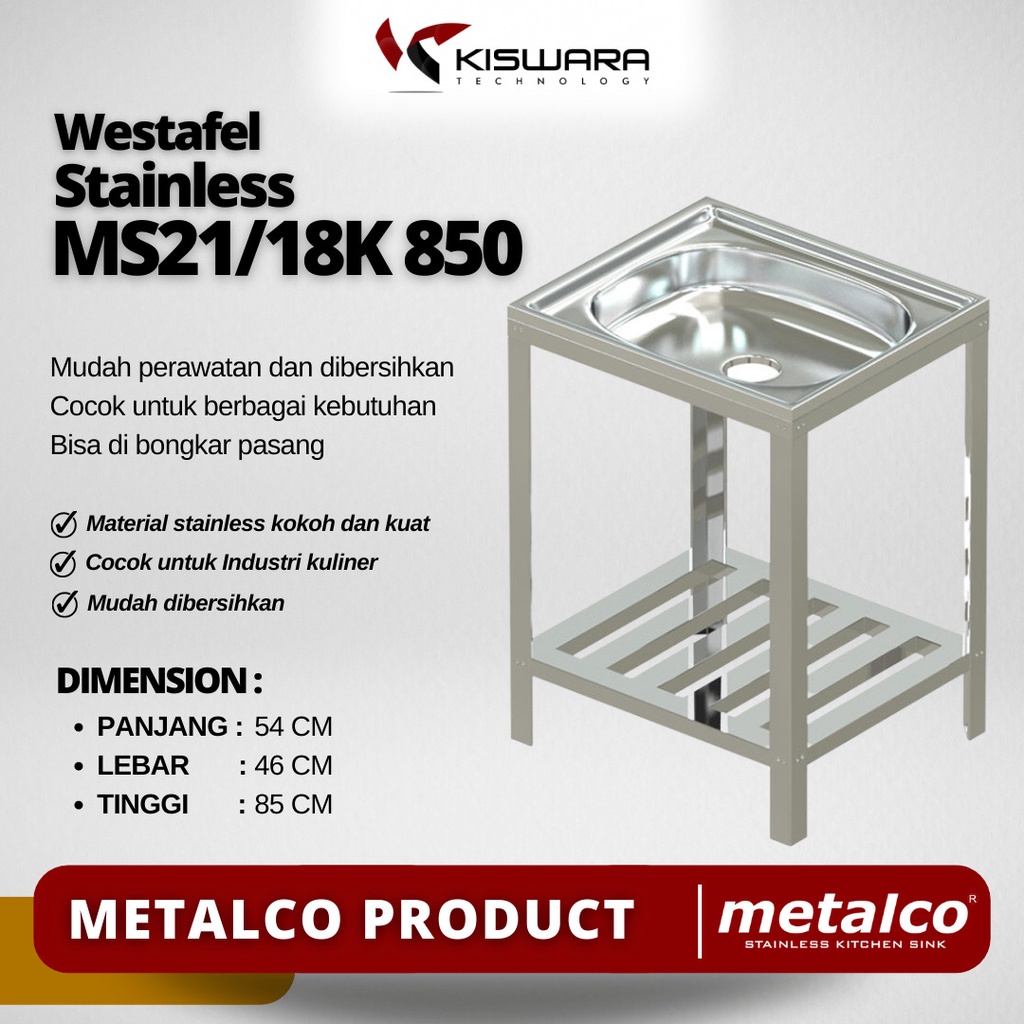 Westafel Stainless Steel Kaki Metalco MS21/18K 850