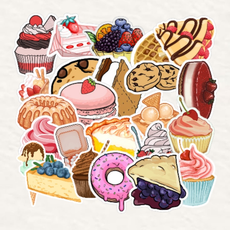 

(36 pcs) Stiker Dessert | Cute lucu Sticker Journal Buku Lembar Pack Estetik Jurnal Jurnaling Laptop Hp Aesthetic Kawaii Cake Kue makanan