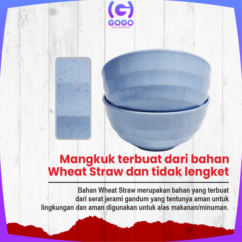 GOGO-C810 Mangkok Set 4PCS 19CM Wheat Straw Bowl Mangkuk Jerami Gandum Ringan untuk Nasi / Sup Mie / Sereal / Alat Makan Plastik Warna-Warni