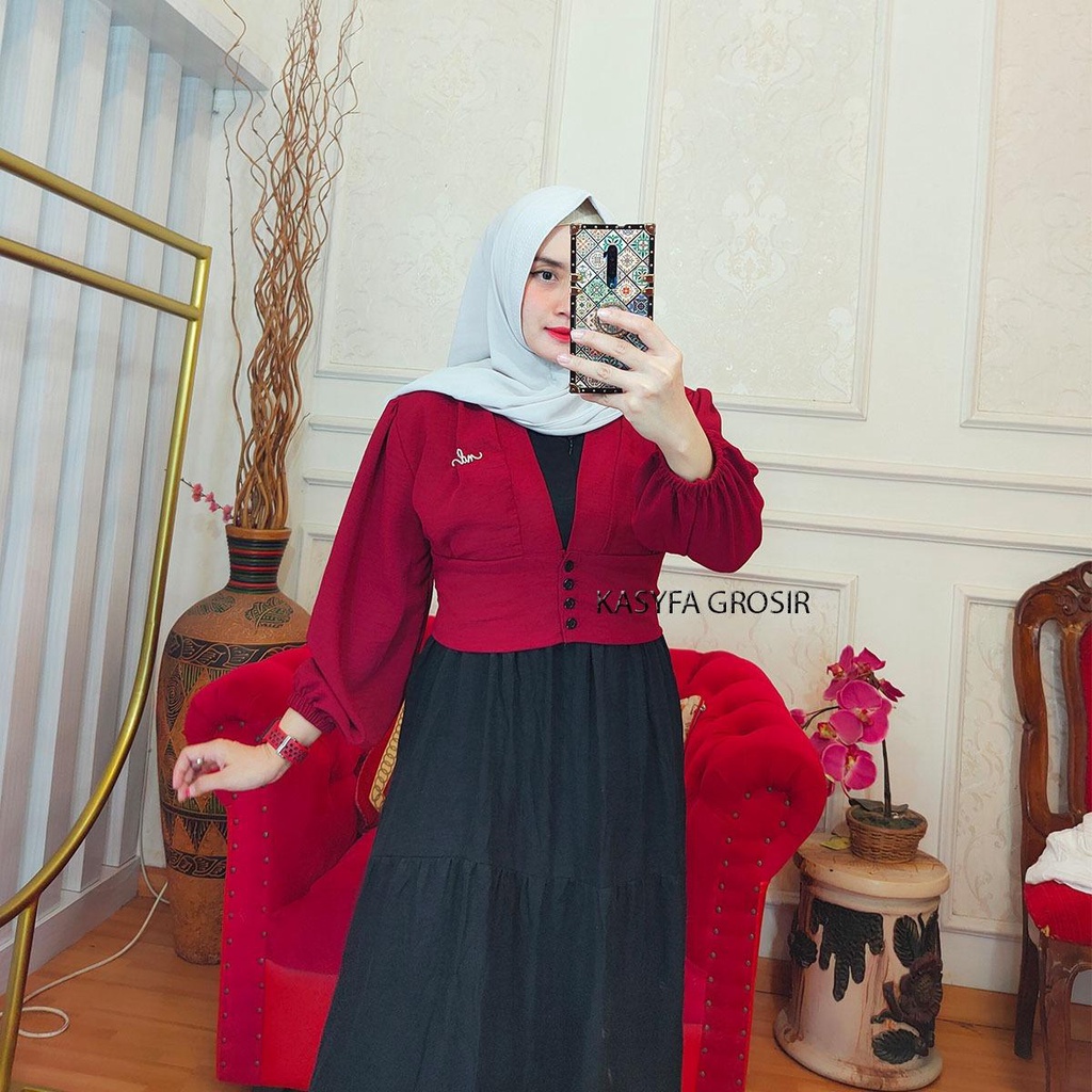 MAURIN TOP BLOUSE // BIANCA SEMI OUTER CRINCLE-MAURIN-MAROON