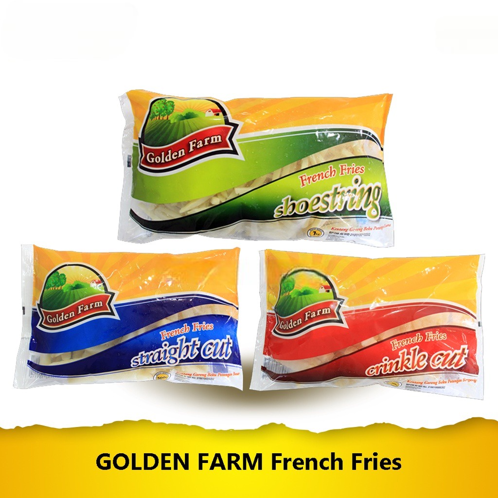 

Golden Farm Kentang Goreng Straight Cut french fries Shoestring Crinkle Cut French Fries golden farm french fries