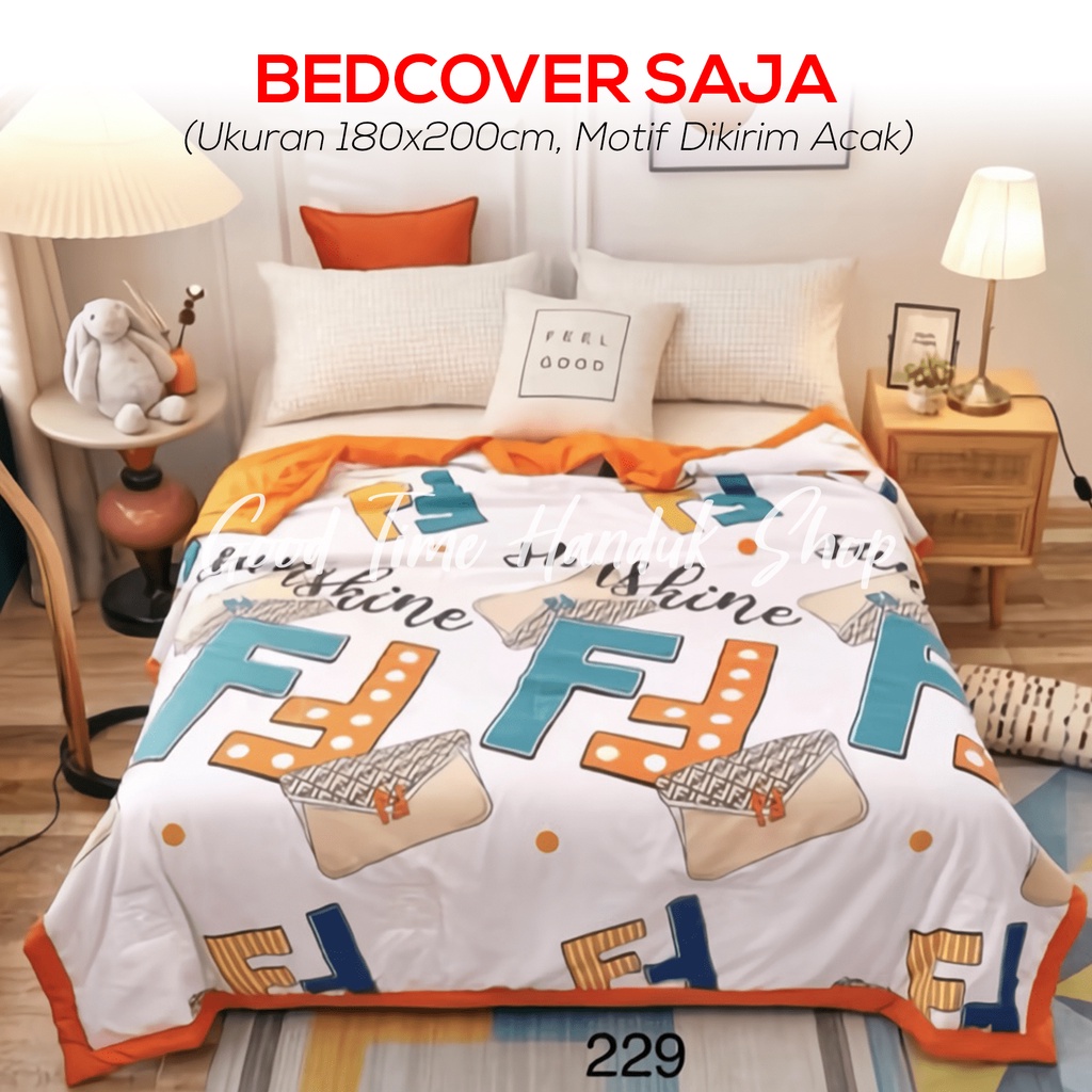 Bedcover Aesthetic Selimut Kapas Alas Kasur 2 Sisi Motif Ukuran 180 x 200 cm Bahan Tebal Import