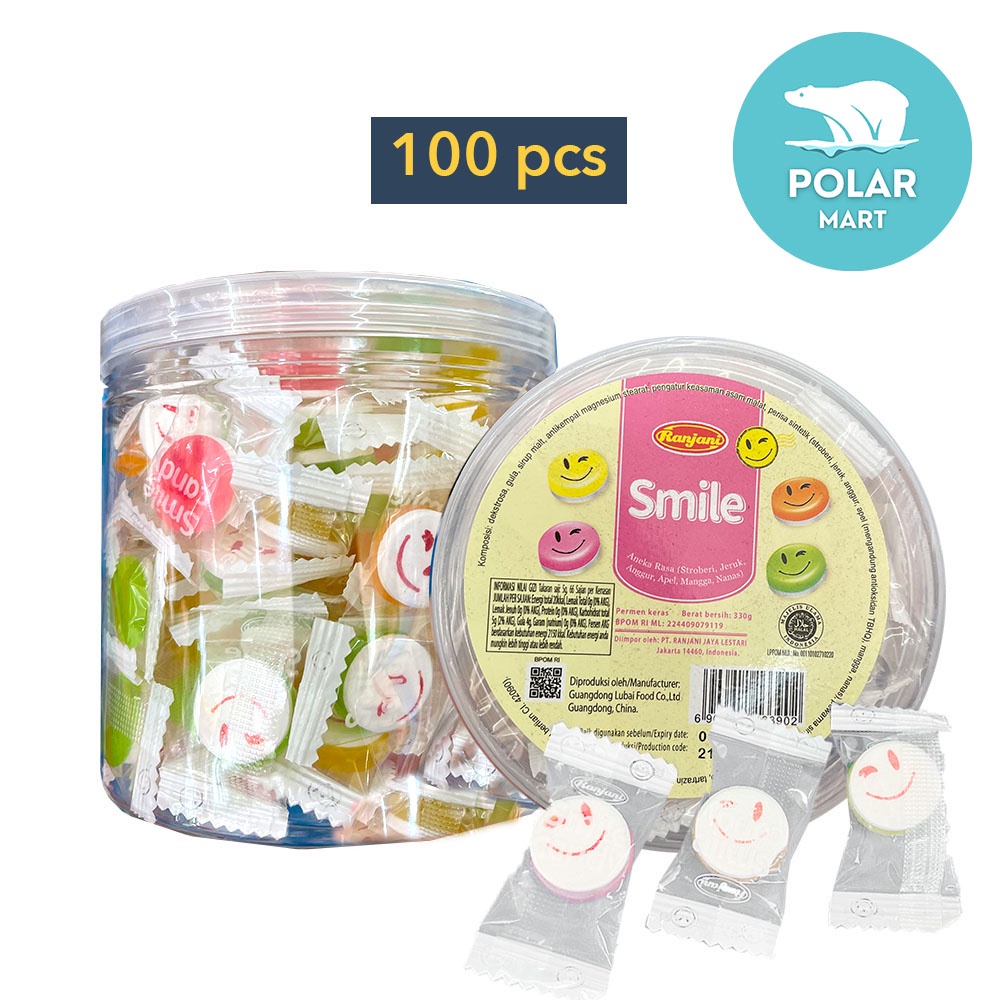 Ranjani Smile Candy Jar Permen Isi 100 Pcs 330 Gram