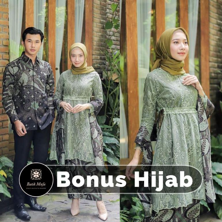 Bayar Ditempat (ADA JUMBO) Kebaya batik Couple MECA Tunik Army Hijau sage| Kebaya wisuda kebaya hija