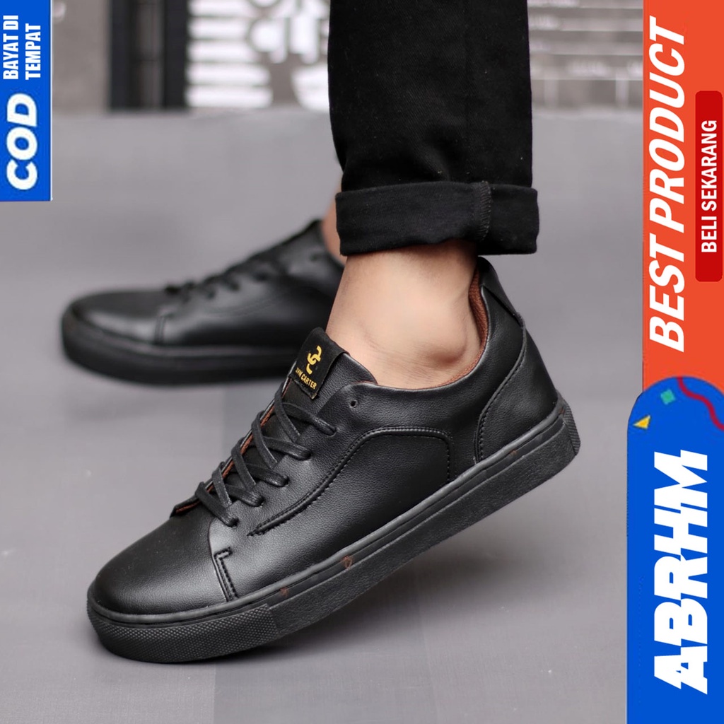 Sepatu Sneakers Pria Casual  Hitam Kerja Abrhm Alteroi