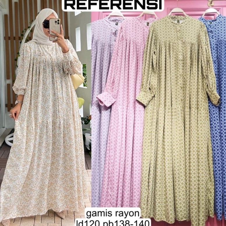 READY STOCK gamis rayon motif batik terlaris by Alvaro Collection Murah