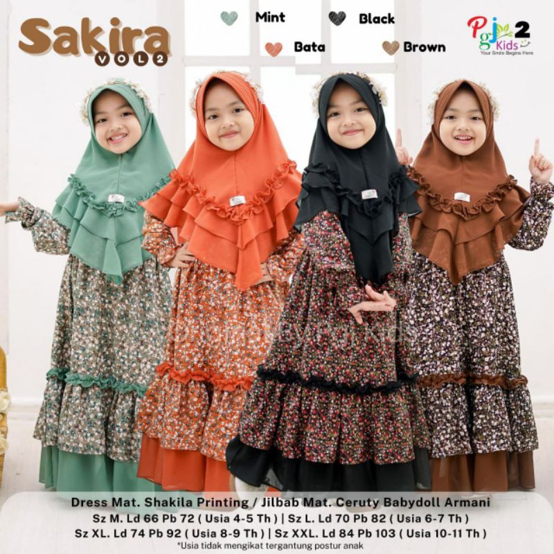 SAKIRA DRESS vol.2 free jilbab ORI PGJ KIDS | Dress+Jilbab Anak