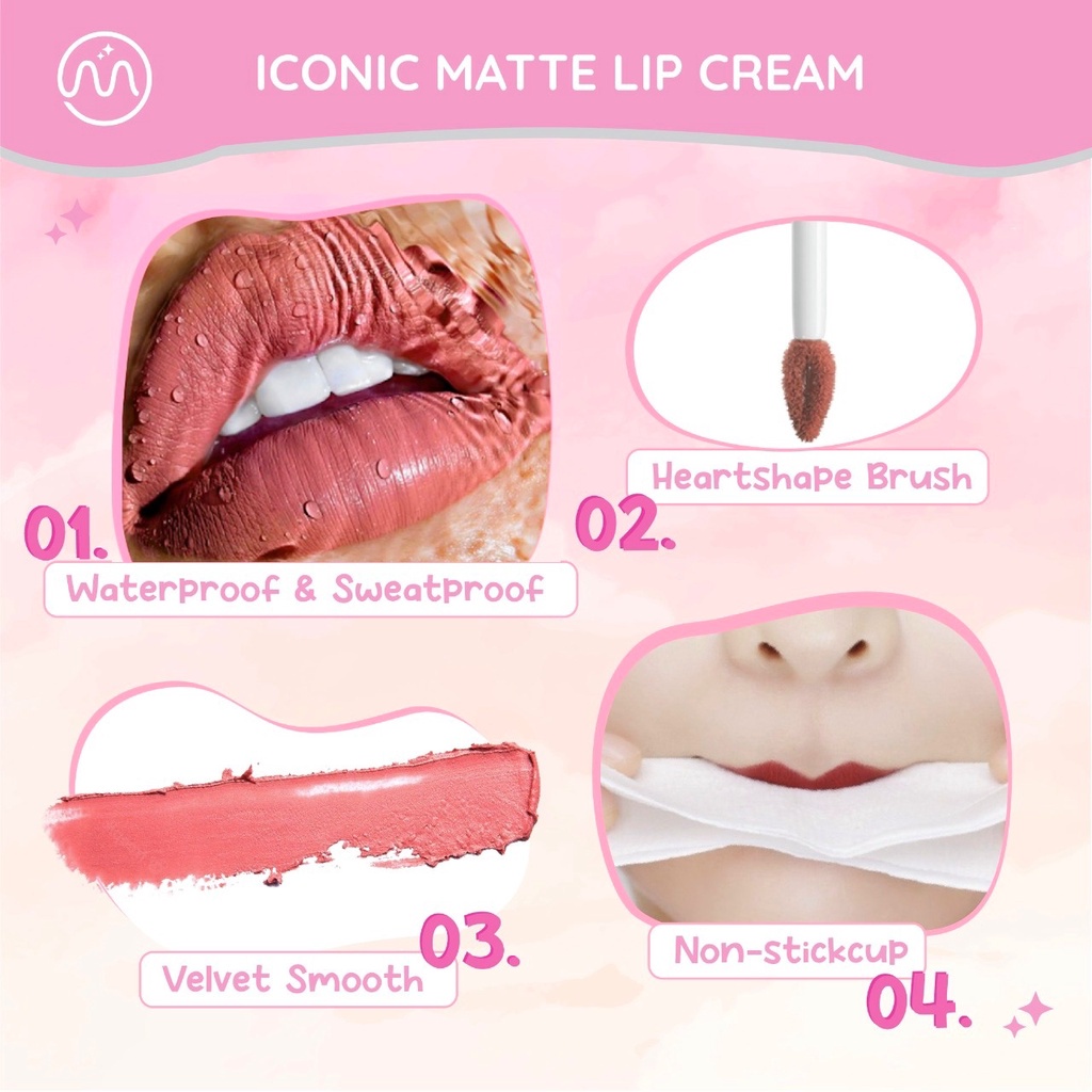 MINIPINK Matte Liquid Lipstick Lembut Tahan Lama anti air Dengan Pelembab Pigmentasi Tinggi Velvet Matte Lipstick MP011