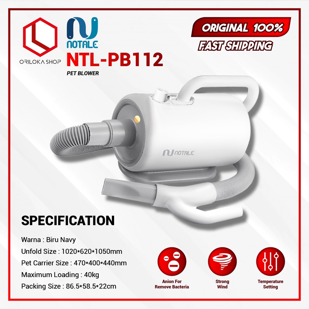 Notale Pet Blower NTL PB112 - Pengering Bulu Anabul - Pet Blower