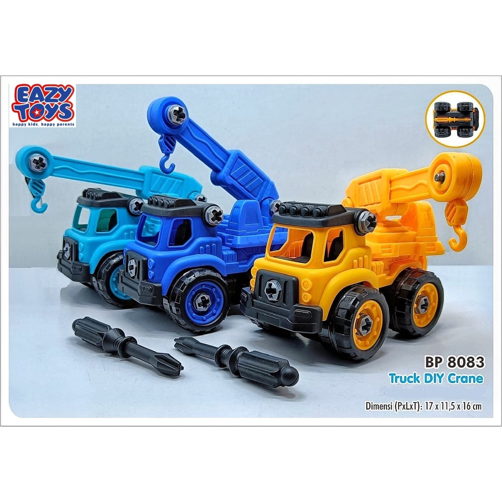 Mainan Anak DIY Assemble Truck Truk Rakit Konstruksi Crane BP8083