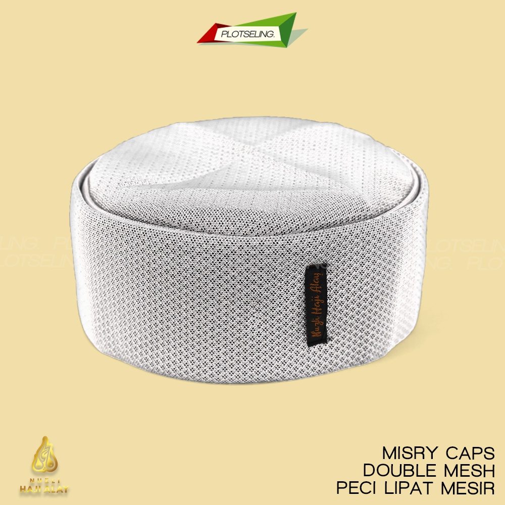 Peci Lipat MESIR DOUBLE MESH Premium Haji Alay Kopiah Hitam Putih Abu Biru Kopyah Sholat Maiyah Cak Nun Kopeah Santri Bulat Pria Anak Dewasa Kupluk Laki Motif Rosal Hat Polos Jaring Madun Pakol Habasa Malaysia Oman Assagofah Terompah Madinah NU Ori
