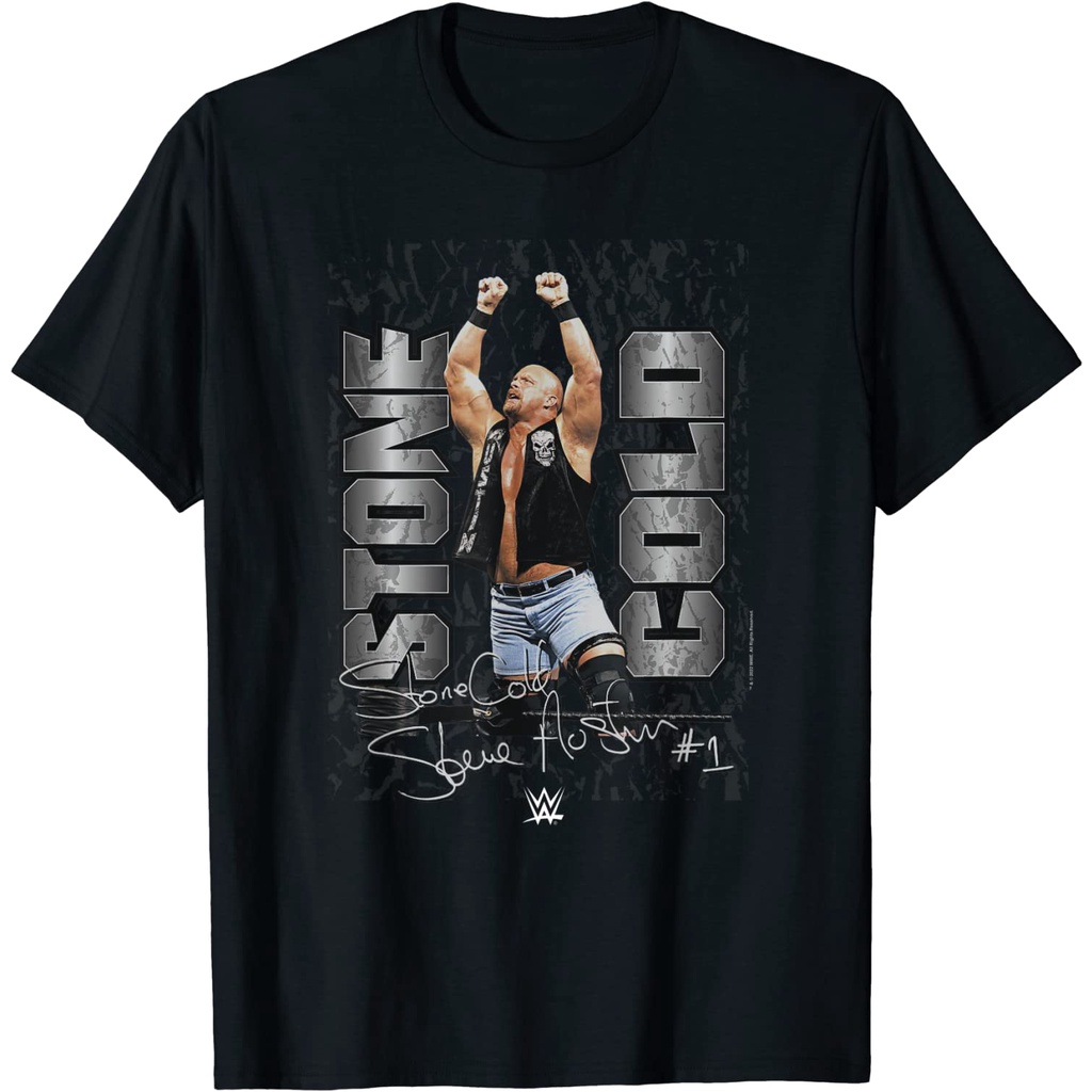 Kaos Baju Dewasa Design Print WWE Stone Cold Steve Austin #1 Autograph T-Shirt
