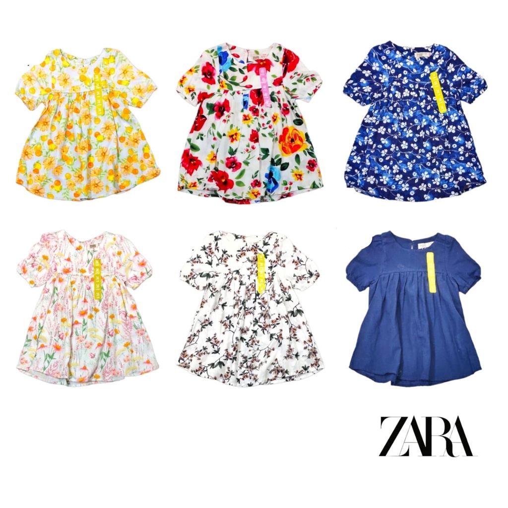 Zara Girl Dress Anak Motif &amp; Polos (MOTIF &amp; WARNA RANDOM) Baju Terusan Anak Perempuan ZRTC-2301