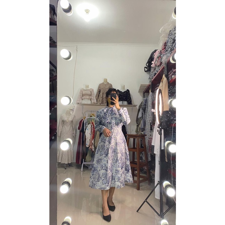 BEFAST - ZFS OOTD DRESS WANITA SYANAF / IBUKI SHAKILA PATTERN DRESS / Outfit Wanita Pesta/Kondangan / Dress Maxy Ala Style Korean / LongDress Wanita Keluaran terbaru / Fashion Wanita Modis / Dress Formal Lengan Panjang