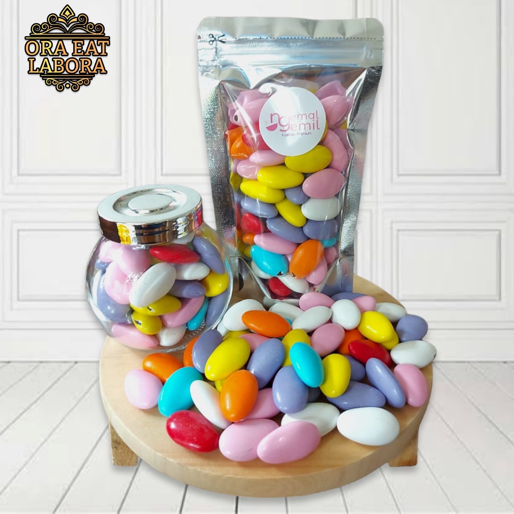 

Coklat Turki Pelangi Chocolate Dagress Rainbow Coklat Kerikil Oval Besar Kualitas Premium - Ora Eat Labora