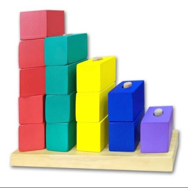 Mainan Edukasi Kubus Susun Warna - Balok Puzzle Kayu Anak