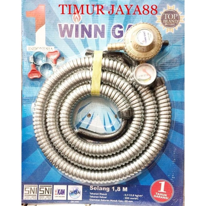 Selang Gas Winn Gas Paket 1.8 Meter Selang Kompor Gas + Regulator [Cod]