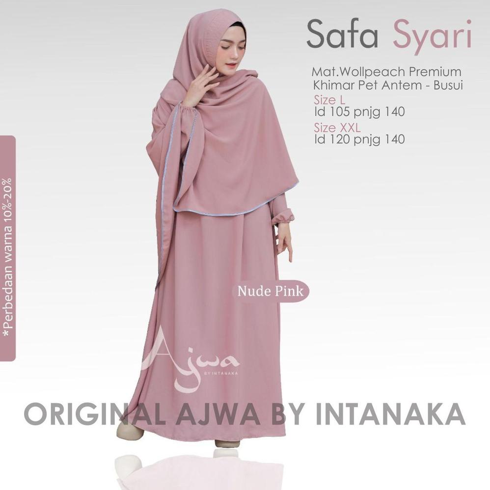 DISKON TERMURAH SAFA SYARI gamis syari polos set khimar original MADINA INTANAKA AJWA Murah