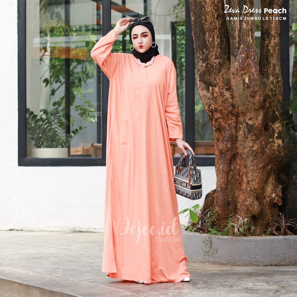 DASTER GAMIS POLOS JUMBO LD 120 ZEVA LONG DRESS RAYON BUSUI