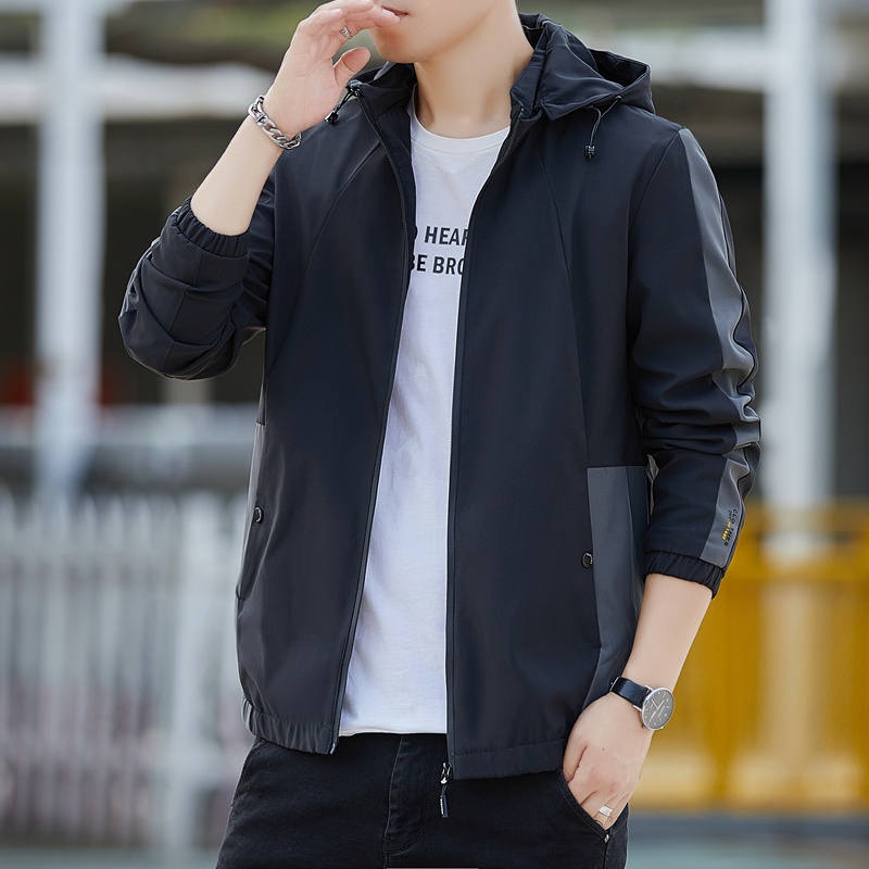 Jaket Pria Waterproof Anti Angin Jaket Hoodie Motor Pembongkaran Topi Casual Outdoor Jacket J9931