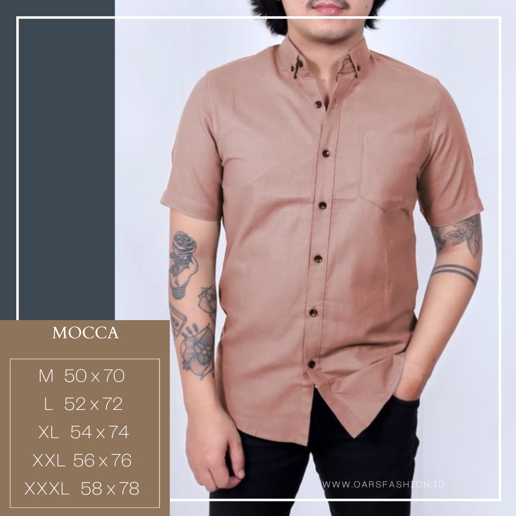 Kemeja Coupel Ayah dan anak laki laki Lengan Panjang warna moca moka Polos baju cowok mocca slimfit casual