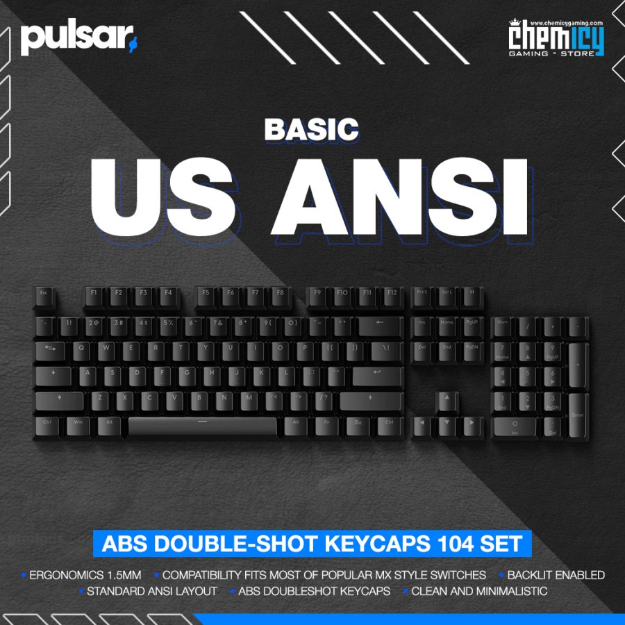 Pulsar Basic US ANSI ABS Keycaps 104 set OEM Profile