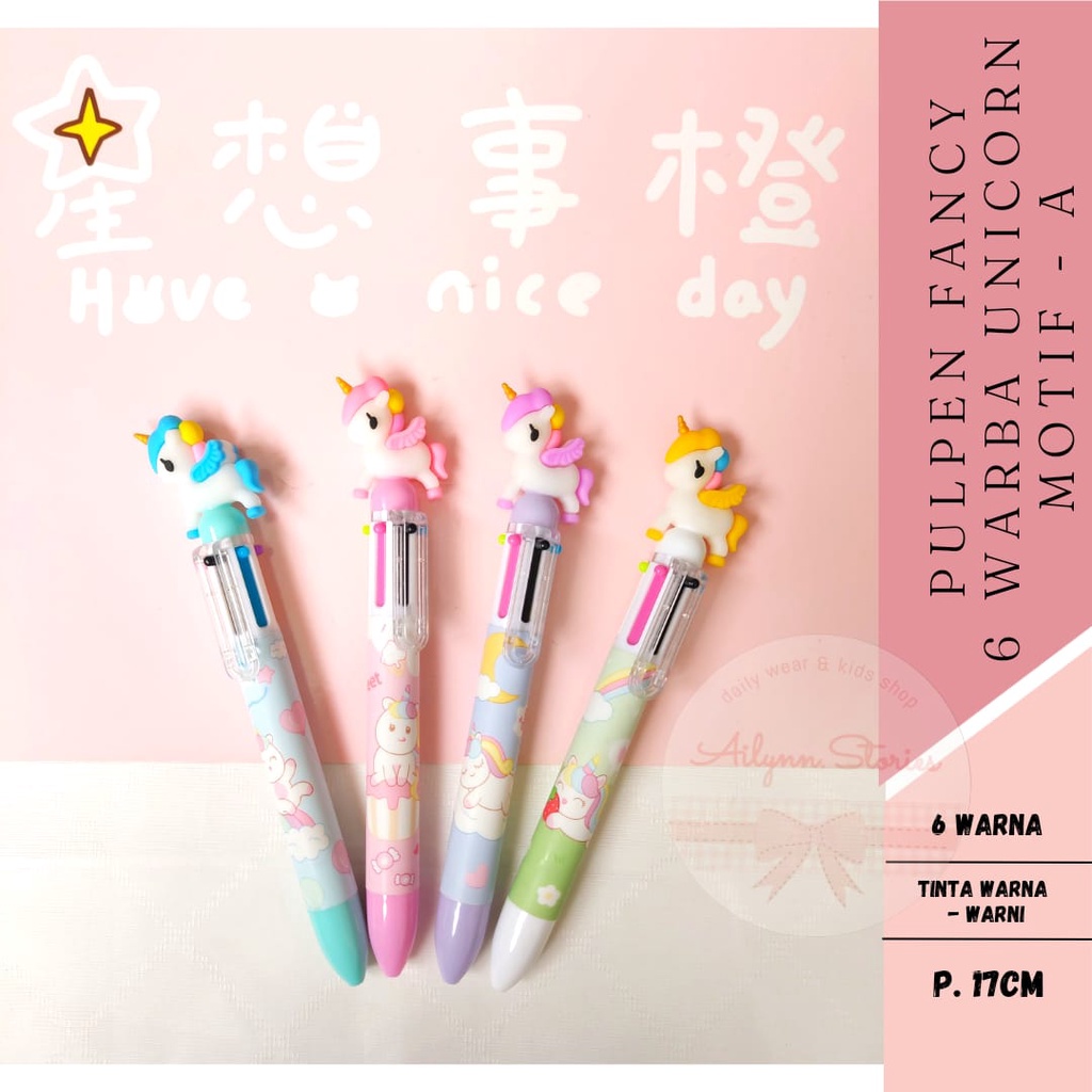 Pulpen Fancy Cetek 6 warna unicorn