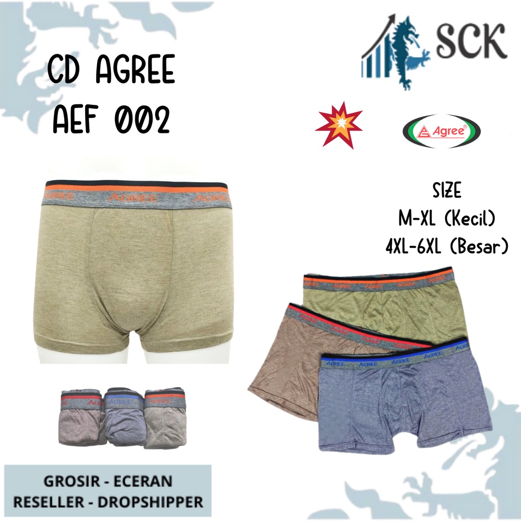 [ISI 3] Celana Dalam Olahraga Pria AGREE AEF 02 / CD Agree AEF02 Pinggang Karet MODEL BOXER Sport  / Pakaian Dalam Cowok - sckmenwear GROSIR