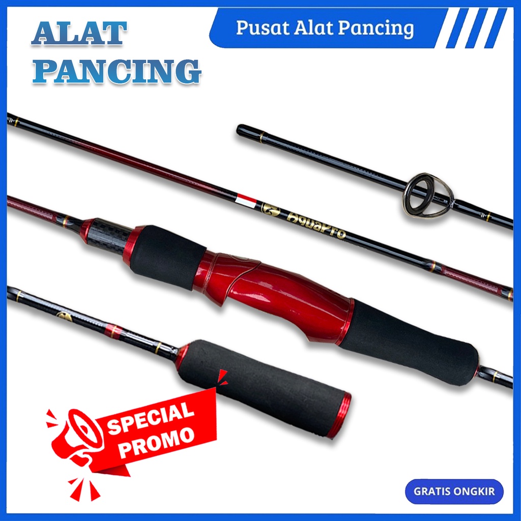 AquaPro Joran Pancing JR011 Merah Gold Spinning &amp; Bait Casting Carbon Solid Horse Mount Rod UL Super Lembut Micro-Object Lua Rod Water Drop Wheel Set Pegangan Joran Ultra Light Dengan Jarak Jauh